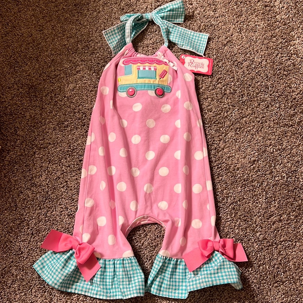 Ricrac & Ruffles girls halter jumpsuit. Size 24 months. NEW WITH TAGS